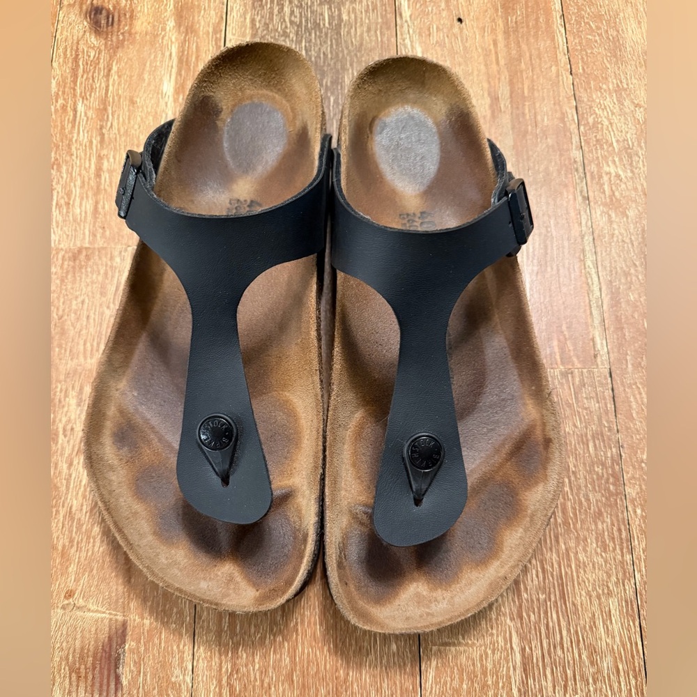 Birkenstock Women's Black and Tan Sandals